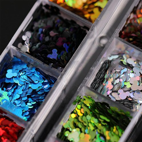 12 Colors Nail Glitter Sequins 3D Shiny Flakes Nail Art Accessories Acrylic Nails Supply Gold Glitters Nail Powder Cartoon Nail Stickers Design for Women Girls Sparkle Decor DIY Craft Decorations