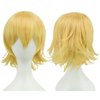 12 Inches Unisex Short Cosplay Hair Party BOB Wig with Bangs Halloween Costume Wigs (Yellow)