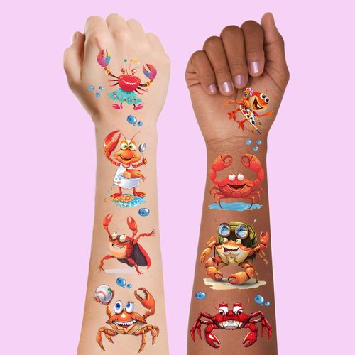 101+ Crab Temporary Tattoos – Waterproof Fake Tattoos for Kids, Girls, Boys, Teens & Adults – Ideal for Birthday Parties & Decorations