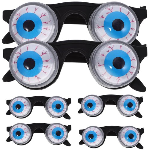 STOBOK Scary Disguise Eyeball Glasses Funny Spring Eyeball Glasses for Halloween Costume Party,Pack of 6