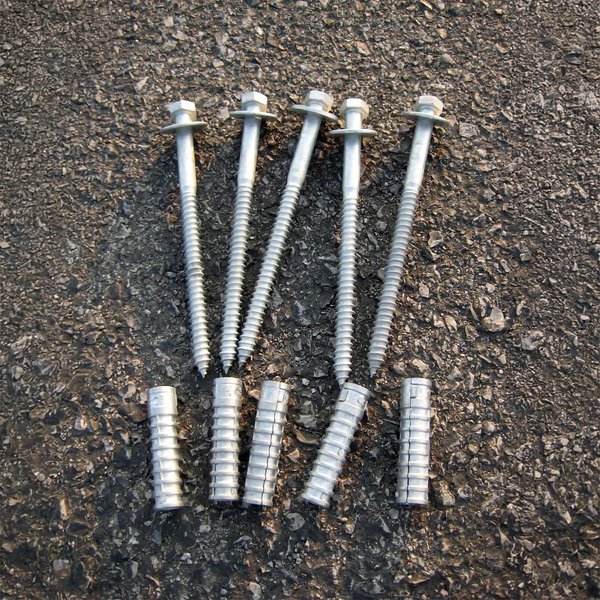SmartSign Concrete Anchors Hardware Installation Kit for Parking Curb, Wheel Stop, Speed Bump - 3 Sets Per Pack (12 Bolts/Pack) - 6" Lag Bolts Screws, Lag Shield Anchors and Washers per Set