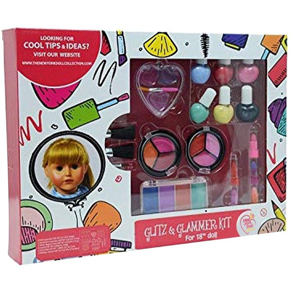 The New York Doll Collection Washable Makeup Set for Dolls and Kids - Pretend Play Cosmetic Set - Doll not Included