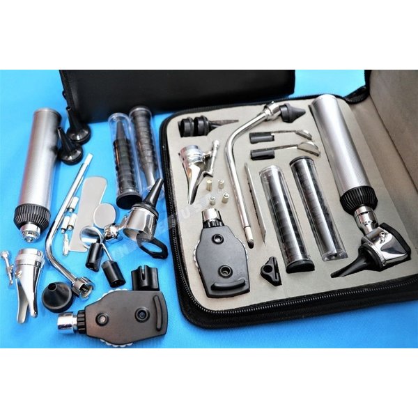 Cynamed-All in -1-Premium Fiber Optic LED Otoscope Physician Approved Ear Eye Care Professional Home Medical ENT Diagnostic Set Adult & Child 20 x Reusable Specula Zipper Case Set