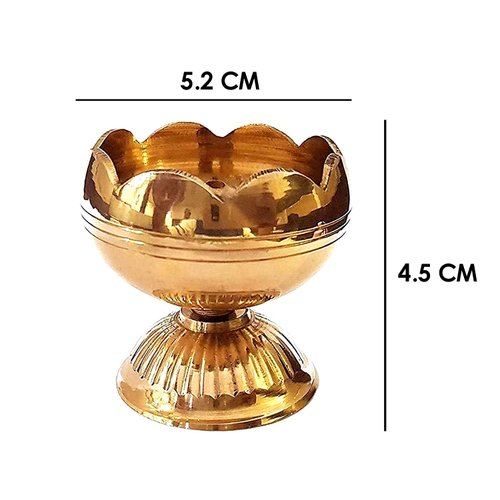 SATVIK 4 Pc Brass Diya (Big) for Diwali Decoration. Handmade Oil Lamp with Golden Engraved Made of Virgin Brass Metal. Diwali Diya Vilakku for Puja Pooja. Traditional Indian Deepawali Gift Items