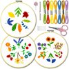 Bradove 3 Sets Leaves and Flowers Embroidery Practice Kit, Embroidery Kit for Beginners Adults, Learn to Embroider Kit Adult Beginner, Embroidery Practice Stitches Kit, Beginner Embroidery Kit