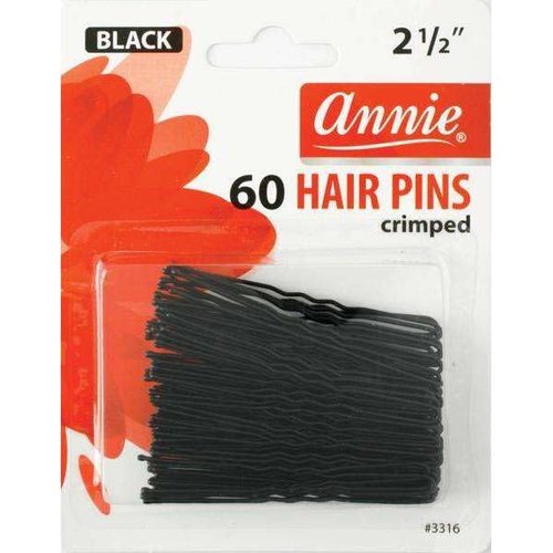 Annie Ball Tipped 60 Hair Pins 2 1/2" Crimped Black 3316