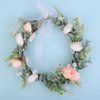 Wiwpar Boho Flesh Floral Headband Flower Garland Wedding Photo Prop Leave Headpiece Flower Wreath Headband with Adjustable Ribbon for Women Party Birthday Gift Halloween Costume Accesso (Flesh)