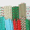 Weemium Christmas Paper Straws - Pack of 200 in 10 Designs - Biodegradable Christmas Straws for Drinking, Party & Crafts