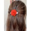Atelier PG Set of 4 Crochet Hair Pins, Rubber Buckle & Mini Bag, Handmade Accessories for Girls (Red Rose)