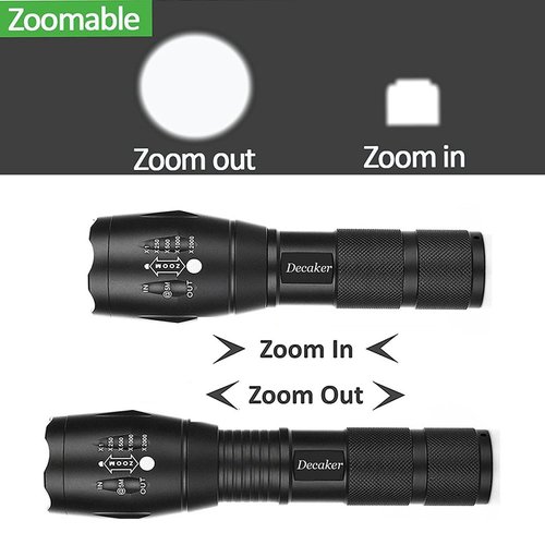 Decaker Tactical Flashlight Military Grade 5 Mode 3000 Lumens Tactical Led Waterproof Flashlights, 4-Pack