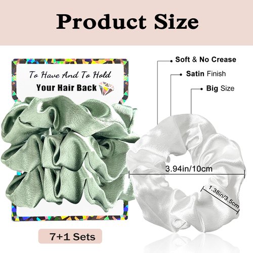 Banugo Bridesmaid Scrunchies, Bachelorette Party Favors, 24Pcs Satin Hair Ties for Women (Sage Green & White)