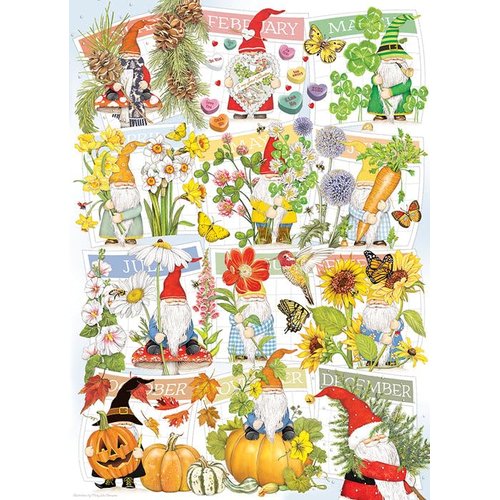 Cobble Hill 1000 Piece Puzzle - A Happy Gnome Life - Sample Poster Included