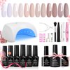 Beetles Gel Nail Polish Kit with Uv Light Base Gel Top Coat, 6 Colors Nude Neutral Gel Polish Starter Kit, Soak off Led Gel Polish Set DIY Manicure Home Nail Essentials Gift for Girls Women