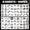 96 PCS Funny Race Car Checkered Flag Black and White Temporary Tattoos Sticker Birthday Party Decorations Supplies Favors Gifts Boys Girls Men Women Cute Racing Fake Tattoo School Prizes Carnival
