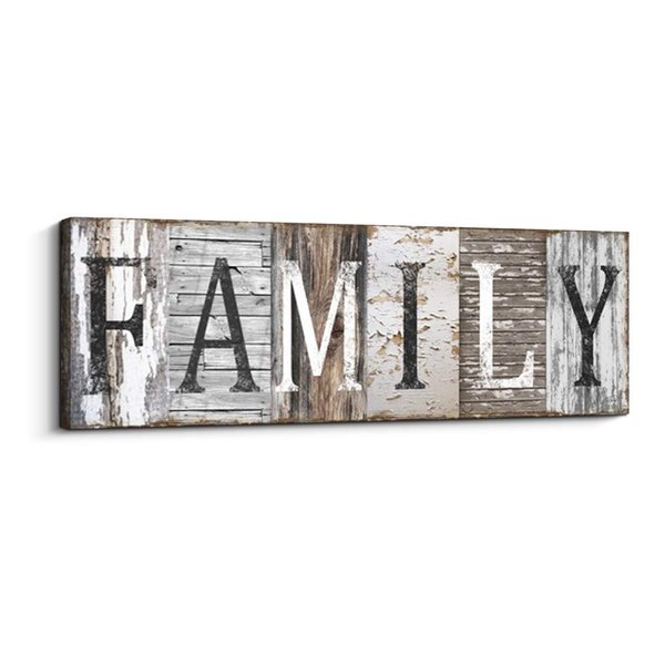 Quotes Wall Art Decor, Family Decorative Signs Inspirational Motto Canvas Prints (With Solid Wood Inner Frame) (Family, 8 x 24 inch)