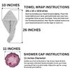 2PCS KIT Microfiber Hair Towel Wrap with Satin Shower Cap – Quick Dry, Anti-Frizz Super Absorbent Turban and Waterproof Reusable Bath Hat for Women, Adjustable Elastic Ideal for Curly and Long Hair