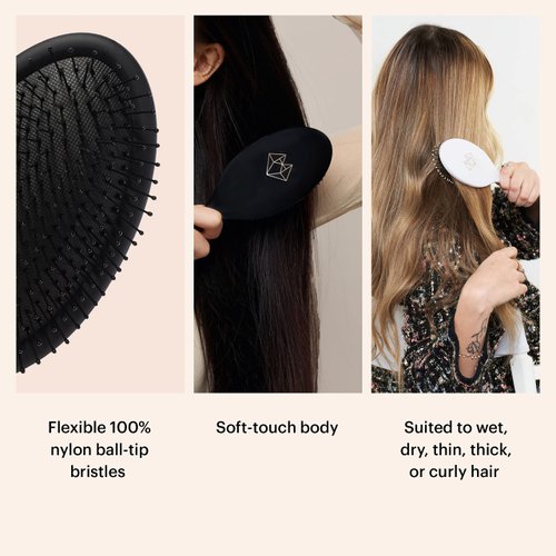 Lunata Detangle Me Wet/Dry Hair Brush | Detangling Brush for All Hair Types | Dry & Wet Travel Brush | Hair Brushes for Women, Full Sized Black