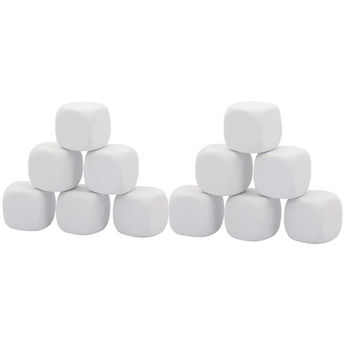Qidiwin 2.5 Inch White EVA Foam Dices for Kids Graffiti, Building Blocks,Creative Painting,Party Supplies, 12 PCS