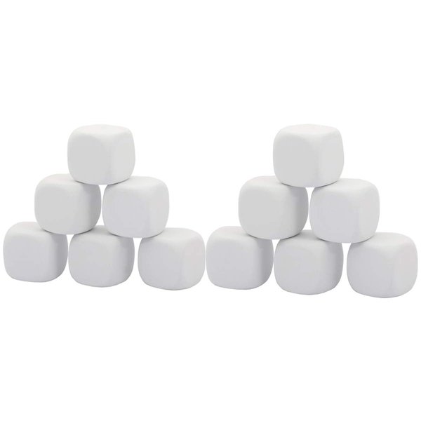 Qidiwin 2.5 Inch White EVA Foam Dices for Kids Graffiti, Building Blocks,Creative Painting,Party Supplies, 12 PCS