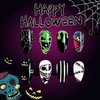 Halloween Press on Nails Medium Almond Fake Nails Full Cover Nightmare Before Christmas False Nails with Designs Halloween Acrylic Nails Glossy Glue on Nails Artificial Nails for Women Girls 24Pcs
