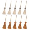 Cobee Dollhouse Miniature Broom, 10Pcs Mini Straw Broom Doll House Furniture Decor Witches Prop Broom Dollhouse Accessories Party Supplies