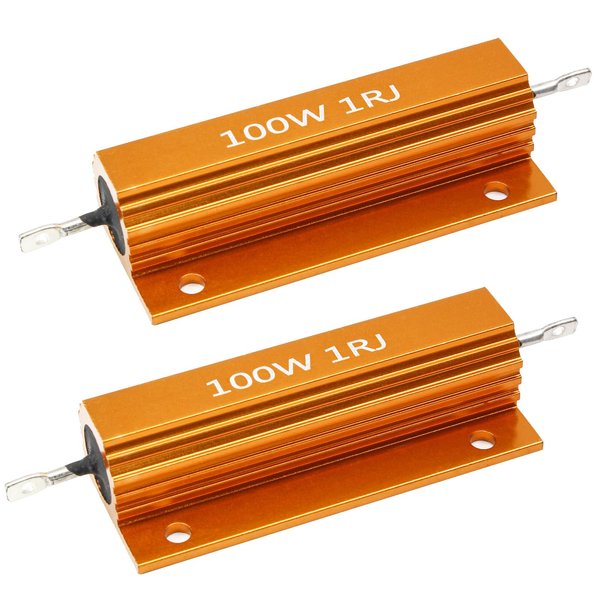 Bonsicoky 5 Pcs 1 Ohm 100W Wirewound Resistors, Aluminum Shell Resistor for Doorbell, Led, Power Supply Equipment