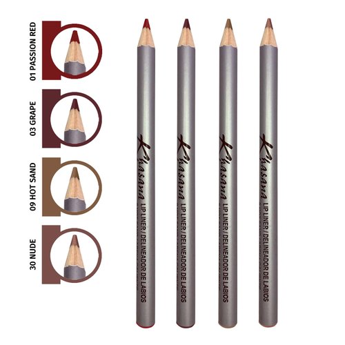 Khasana Lip Liner Pencil Set, Smooth Creamy Application, Long-Lasting, Gift Set- Nourishing & Moisturizing Formula. Transfer-Proof, Pack Of 4 (SIENA)