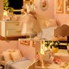 TuKIIE DIY Miniature Dollhouse Kit with Furniture, 1:24 Scale Creative Room Mini Wooden Christmas Doll House Accessories Plus Dust Proof for Kids Teens Adults(Enjoy The Life)