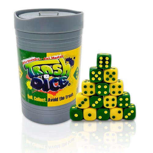 Big Discoveries Trash Dice - Fast-Paced Family Dice Game | Exciting 2-Player Board and Dice Game with Trash Can and Dice Set | for Travel, Party, and Games Night