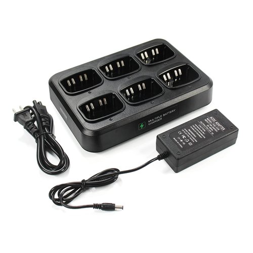 Six-Way Charger Multi Unit Charger for Motorola Radio HT750 HT1250 PR860 EX500 MTX950 HT1250 PRO7150 JMNN4023 JMNN4024 WPLN4107 Walkie Talkie and Battery(1 Pack)