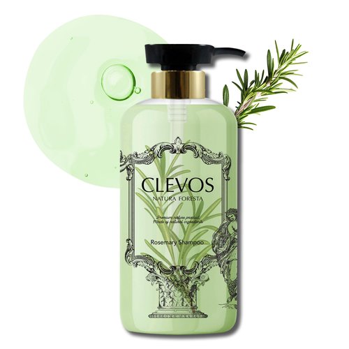 Clevos Natura Foresta Organic Shampoo for All Scalp Types, Rosemary 530ml, 17.9 fl. oz. All Natural Relaxing Hypoallergenic Sulphate-free EWG VERIFIED(tm) BDIH Certified