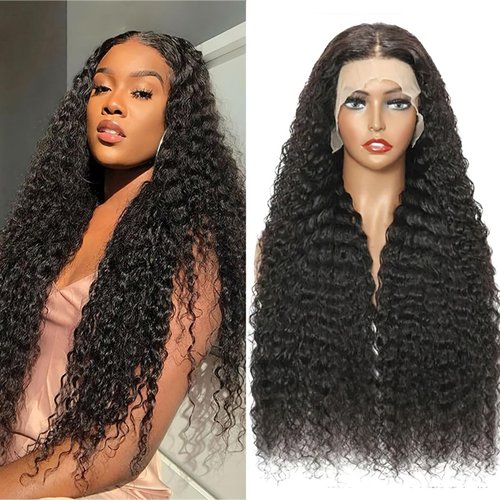 AUOCATTAIL Pre Plucked Deep Curly Lace Frontal Wigs 150% Density Human Hair With Baby Hair Deep Wave Lace Front Wigs for Black Women Beginners 24 Inch