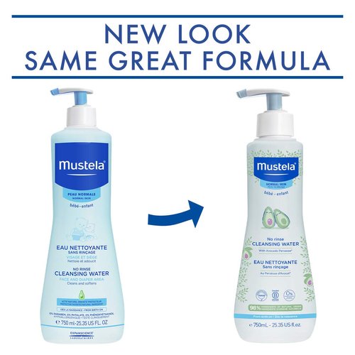 Mustela Baby Cleansing Water - No-Rinse Micellar Water - with Natural Avocado & Aloe Vera - for Baby's Face, Body & Diaper â€“ 25.35 fl. oz. (Pack of 1)