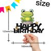 Frog Happy Birthday Cake Topper Decorations with for Animal Theme Picks for Baby Shower Party Decor Supplies