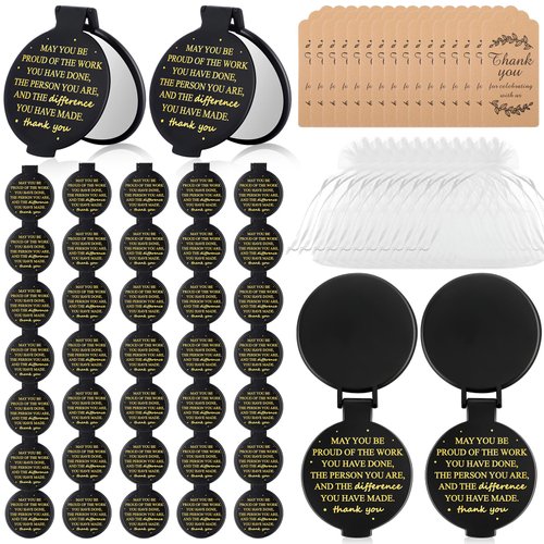 Wenqik 150 Pcs Employee Appreciation Gifts Compact Mirror Bulk Inspirational Compact Mirrors Mini Round Pocket Mirror with Thank You Cards Organza Bags for Wedding Travel Women Teacher Coworker