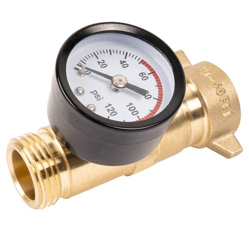 Hourleey Brass RV Water Pressure Regulator, Hi-Flow RV Water Regulator with Filter Screen and Gauge for Campers, Travel Trailers, RV Plumbing System
