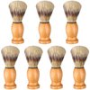 7Pcs Men Shaving Brush Wood Handle, Professional Salon Tools Hand Crafted Shaving Brush Wood Handle Shave Brushes Handmade Pure Badger Hair Brush for Men1
