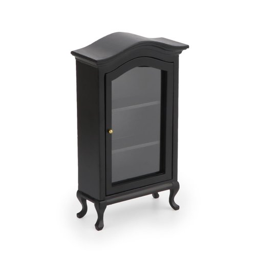 Dollhouse Furniture Display Shelf 1:12 Scale Miniature Bookshelf Cabinet Decoration Classic Wooden Mini Storage for Mini Artificial House Accessories (Black)
