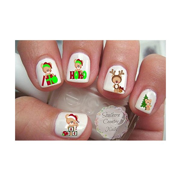 Holiday Christmas Bears 2 Nail Art Decals
