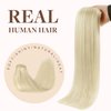 GOO GOO Clip in Hair Extensions Real Human Hair, 16inch 130g 7Pcs, 60A Platinum Blonde, Remy Human Hair Extensions Clip ins for Women, Natural Human Hair