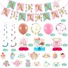 Panelee Tea Party Birthday Decorations for Women with Floral Tea Happy Birthday Banner and Floral Teapot Centerpieces Tea Hanging Swirl Tea Party Supplies for Birthday Baby Shower Wedding Decor