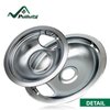 W10196406 and W10196405 Chrome Stove Burner Drip Pan Set for Whirlpool Amana Maytag Magic-Chef Kenmore Electric Range with Locking Slot, Includes 2 6-Inch and 2 8-Inch Drip Bowls