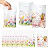 3sscha 50Pcs Spring Floral Tulip Party Favor Bag - Springtime Flower Plastic Waterproof Goodie Bag Bloom Butterfly Rectangular Gift Bags for Kids Birthday Baby Shower Decoration Party Supplies