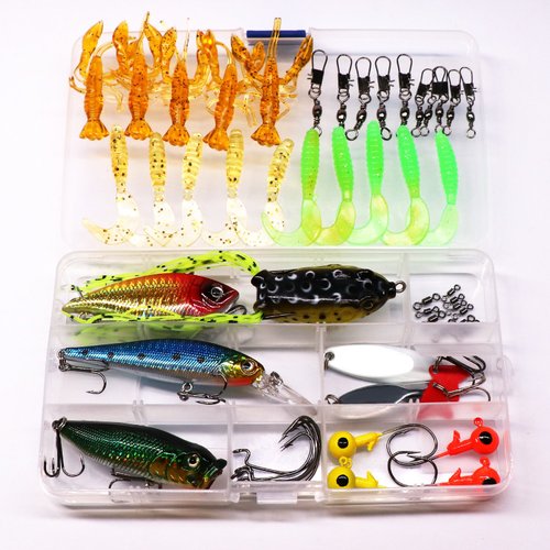 SUPERTHEO Fishing Lures Fishing Spoons Frog Lures Soft Hard Metal Lure Crank Popper Minnow Pencil Jig Hook for Trout Bass Salmon with Tackle Box