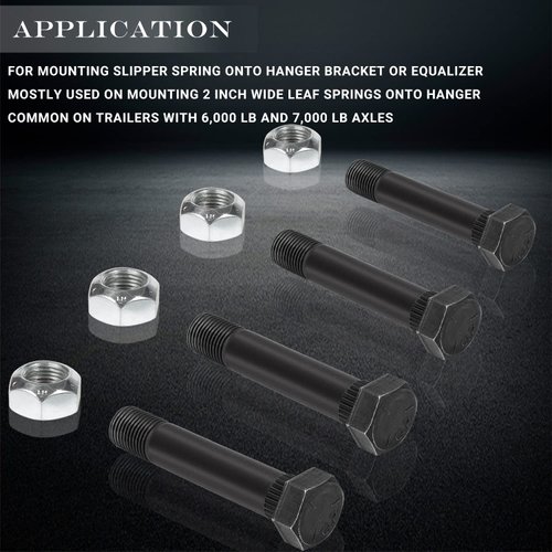 9/16" -18 X 3-1/2" Trailer Leaf Spring Shackle Bolts with Lock Nuts For 2" Wide Slipper or Double Eye Leaf Springs Onto Hanger Bracket Or Equalizers