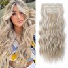 REECHO Clip in Hair Extensions, 4PCS Blonde Hair Extensions 24" Thick Long Beach Waves hair extensions HE003 Invisible Lace Weft Natural Soft Hairpieces for Women – Ash Blonde with Highlights