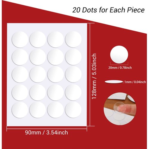 Surard Poster Putty, 140 Pcs 20mm/0.79" Adhesive Sticky Tack, Double Sided Removable Dots, Clear Round Reusable Mounting Stickers Transparent Tacky Circles Glue Tape for Hanging Pictures on Wall