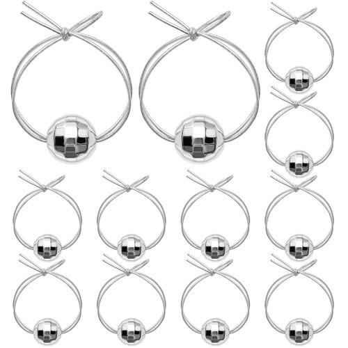 Yuxung 12 Pcs Disco Ball Hair Ties Bulk Sliver Hair Ponytail Scrunchies 70s Vintage Hair Bands Hair Accessories for Disco Ball Retro 70s 80s 90s Disco Bachelorette Christmas Party Favors Gifts