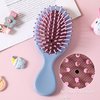 MENFENG Mini hair brush，2pck travel hair brush,Contains a folding hair brush and a compact hair brush，With Ultra-Soft Bristles Glide Through Tangles with Ease,For All Hair Types (Blue+Purple)