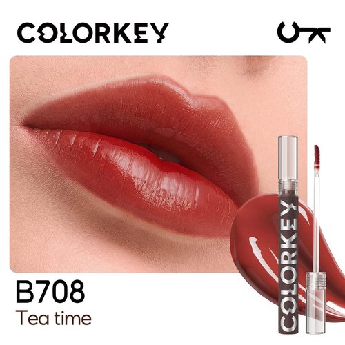 COLORKEY Lip Gloss Mirror Series, Hydrating Lip Gloss with Essential oil, High Shine Glossy Lip Tint, Hydrated & Fuller-looking Lips, Long-Lasting Liquid Lipstick (B708 Tea time)